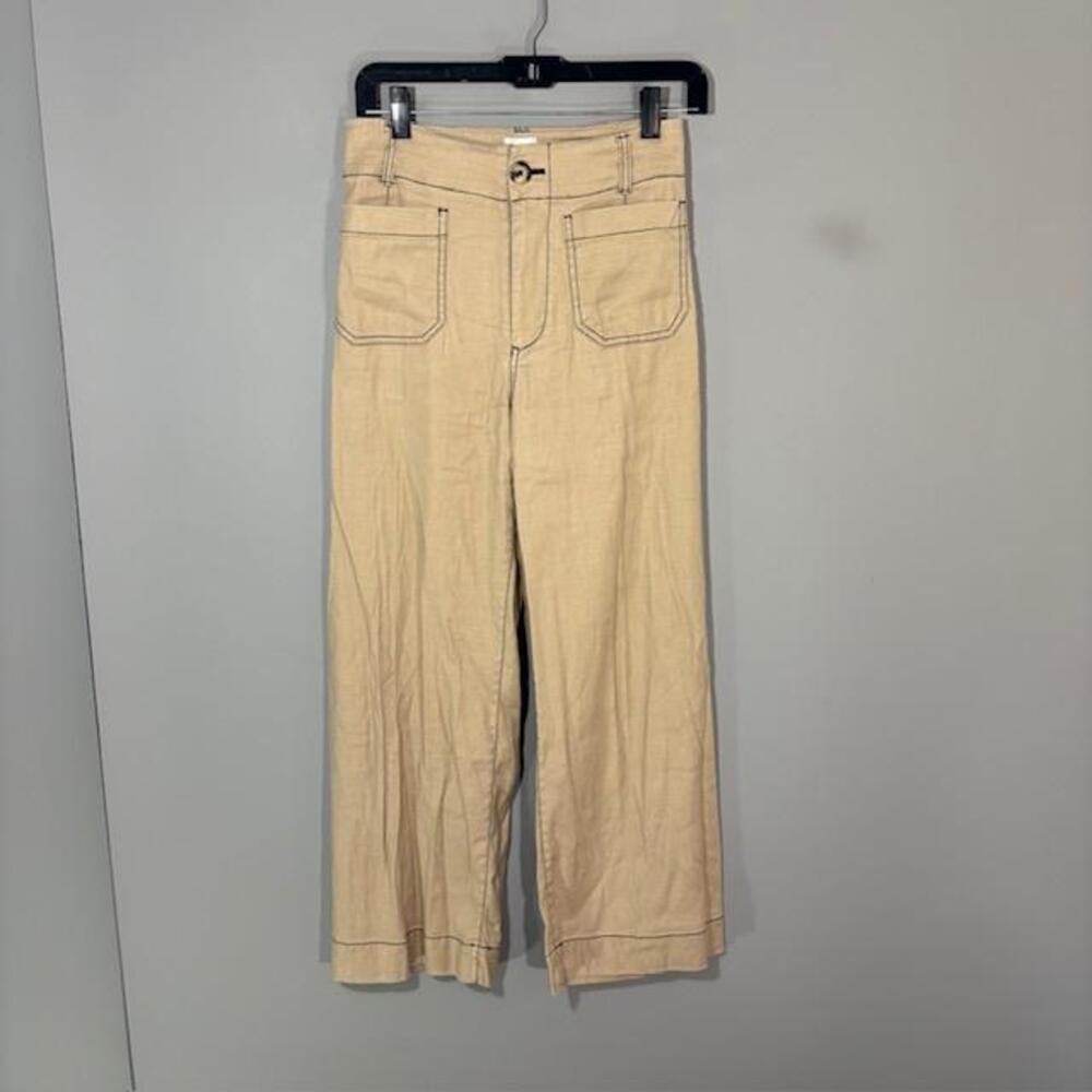Maeve Anthropologie Pants Womens 26 Beige The Colette Crop Wide Leg Stretch